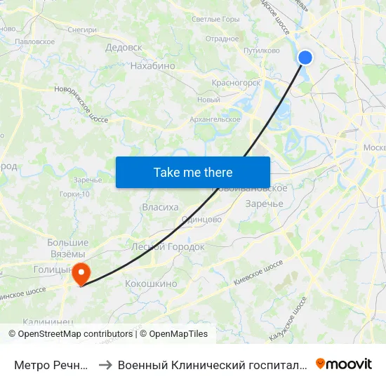 Метро Речной вокзал to Военный Клинический госпиталь им. Вишневского 3 map
