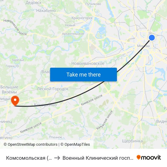 Комсомольская (Komsomolskaya) to Военный Клинический госпиталь им. Вишневского 3 map
