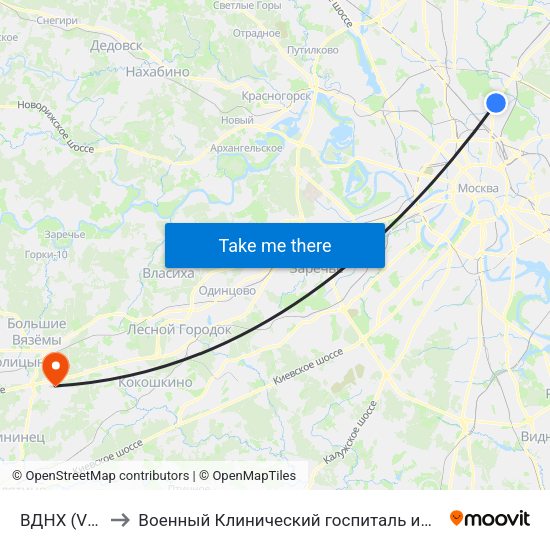 ВДНХ (VDNKh) to Военный Клинический госпиталь им. Вишневского 3 map