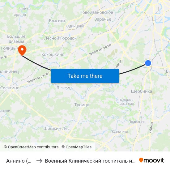 Аннино (Annino) to Военный Клинический госпиталь им. Вишневского 3 map