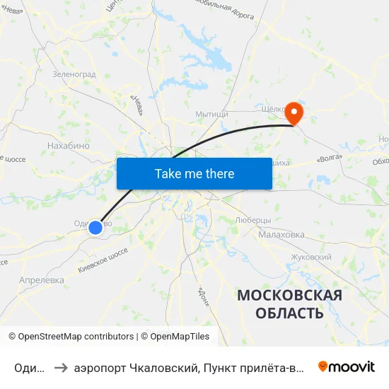 Одинцово to аэропорт Чкаловский, Пункт прилёта-вылета аэропорта Чкаловский map