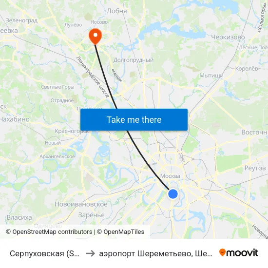 Серпуховская (Serpukhovskaya) to аэропорт Шереметьево, Шереметьево терминал D map