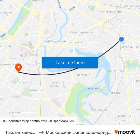 Текстильщики (Tekstilschiki) to Московский финансово-юридический университет МФЮА map