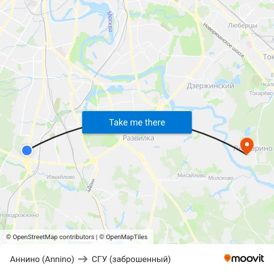 Аннино (Annino) to СГУ (заброшенный) map