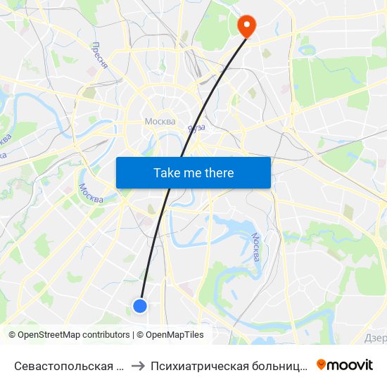 Севастопольская (Sevastopolskaya) to Психиатрическая больница №4 имени Ганнушкина map