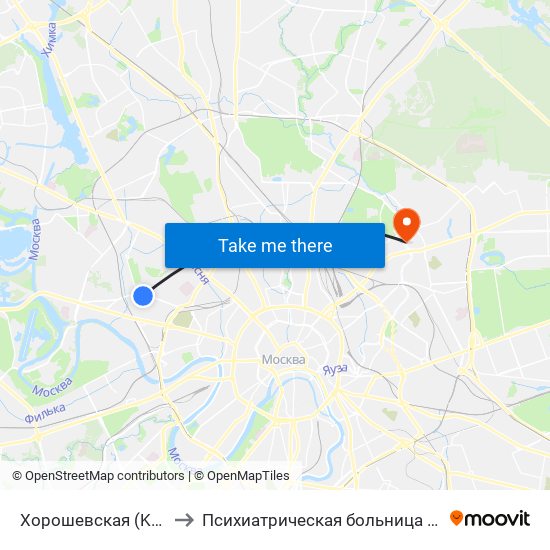 Хорошевская (Khoroshevskaya) to Психиатрическая больница №4 имени Ганнушкина map