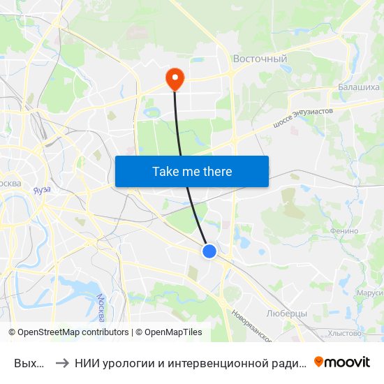 Выхино (Vykhino) to НИИ урологии и интервенционной радиологии им. Н.А. Лопаткина. Отделение уронефрологии и гемодиализа map
