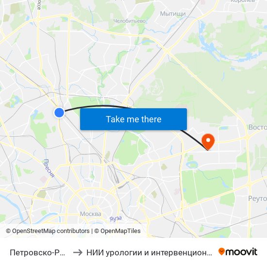 Петровско-Разумовская (Petrovsko-Razumovskaya) to НИИ урологии и интервенционной радиологии им. Н.А. Лопаткина. Отделение уронефрологии и гемодиализа map