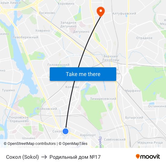 Сокол (Sokol) to Родильный дом №17 map
