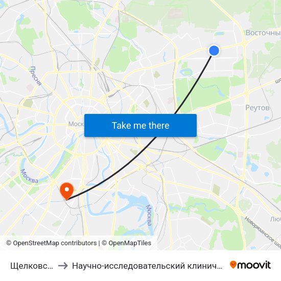 Щелковская (Schelkovskaya) to Научно-исследовательский клинический институт оториноларингологии имени Л.И. Свержевского map