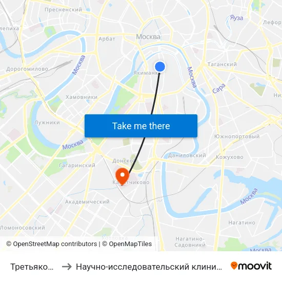 Третьяковская (Tretyakovskaya) to Научно-исследовательский клинический институт оториноларингологии имени Л.И. Свержевского map