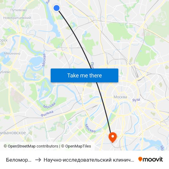 Беломорская (Belomorskaya) to Научно-исследовательский клинический институт оториноларингологии имени Л.И. Свержевского map