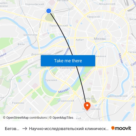 Беговая (Begovaya) to Научно-исследовательский клинический институт оториноларингологии имени Л.И. Свержевского map
