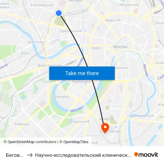 Беговая (Begovaya) to Научно-исследовательский клинический институт оториноларингологии имени Л.И. Свержевского map