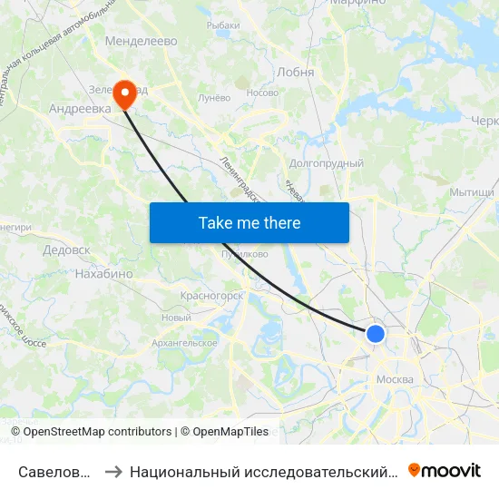 Савеловская (Savelovskaya) to Национальный исследовательский университет «Московский институт электронной техники» map