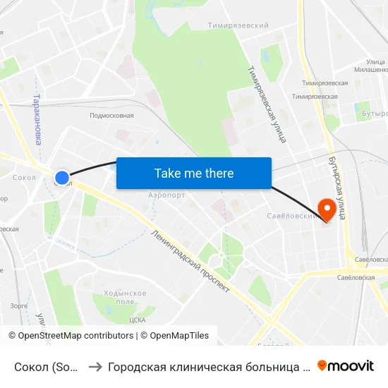 Сокол (Sokol) to Городская клиническая больница № 24 map