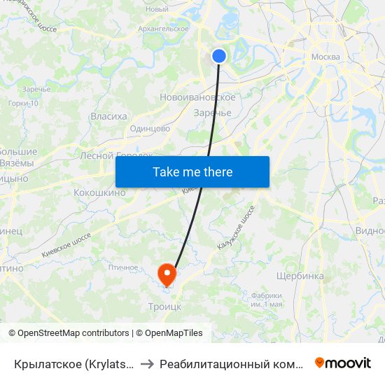 Крылатское (Krylatskoe) to Реабилитационный комплекс map