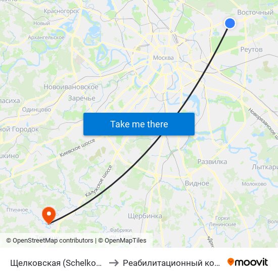 Щелковская (Schelkovskaya) to Реабилитационный комплекс map