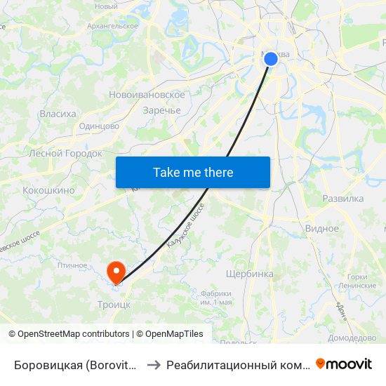Боровицкая (Borovitskaya) to Реабилитационный комплекс map