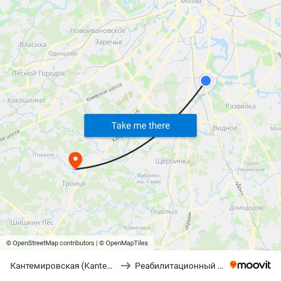 Кантемировская (Kantemirovskaya) to Реабилитационный комплекс map