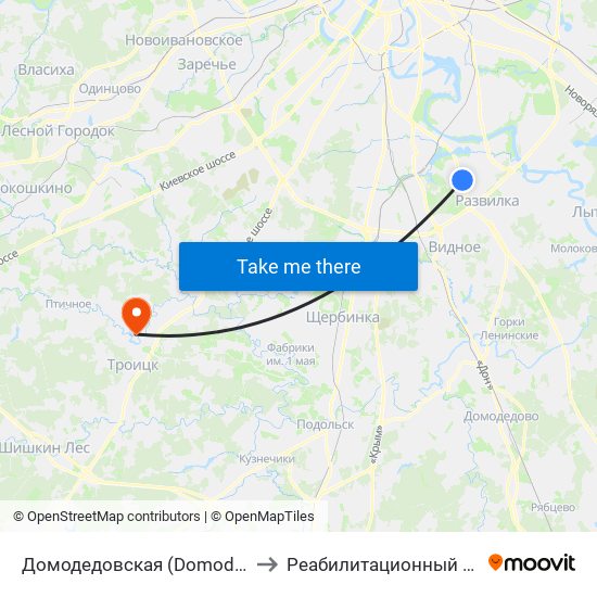 Домодедовская (Domodedovskaya) to Реабилитационный комплекс map