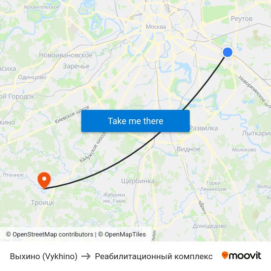 Выхино (Vykhino) to Реабилитационный комплекс map