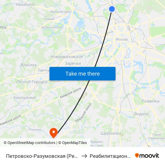 Петровско-Разумовская (Petrovsko-Razumovskaya) to Реабилитационный комплекс map