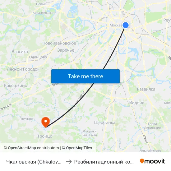 Чкаловская (Chkalovskaya) to Реабилитационный комплекс map