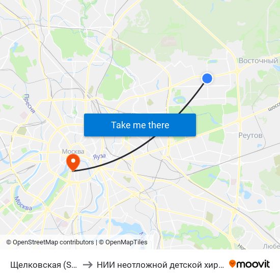 Щелковская (Schelkovskaya) to НИИ неотложной детской хирургии и травматологии map