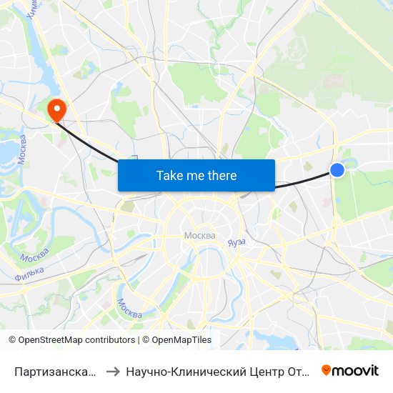 Партизанская (Partizanskaya) to Научно-Клинический Центр Оториноларингологии Фмба России map