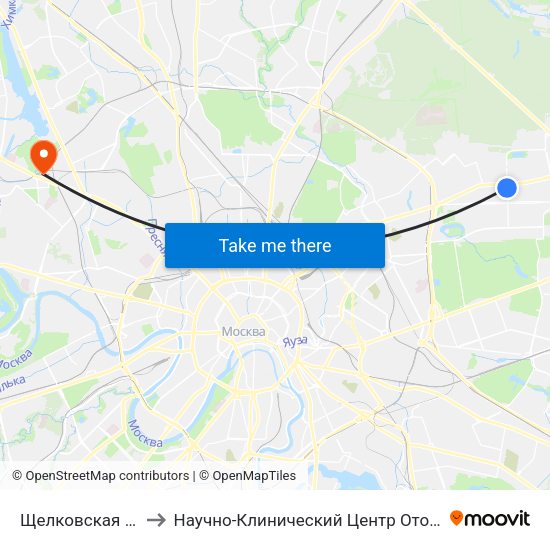 Щелковская (Schelkovskaya) to Научно-Клинический Центр Оториноларингологии Фмба России map