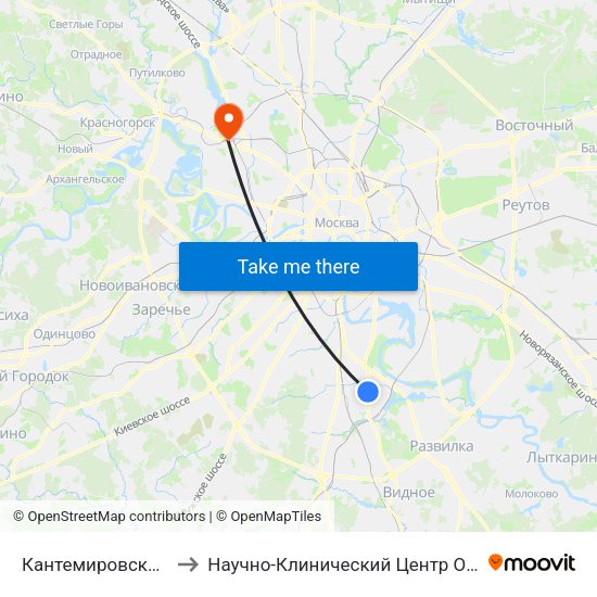Кантемировская (Kantemirovskaya) to Научно-Клинический Центр Оториноларингологии Фмба России map