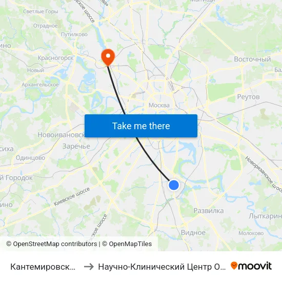 Кантемировская (Kantemirovskaya) to Научно-Клинический Центр Оториноларингологии Фмба России map
