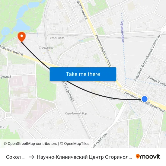 Сокол (Sokol) to Научно-Клинический Центр Оториноларингологии Фмба России map