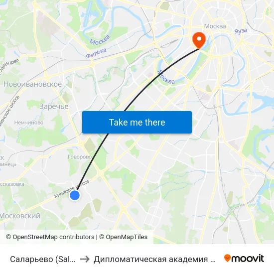 Саларьево (Salaryevo) to Дипломатическая академия МИД России map