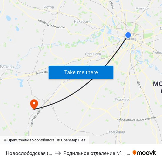 Новослободская (Novoslobodskaya) to Родильное отделение № 1. Акушерское отделение. map