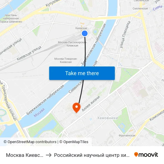Москва Киевская (Kievsky Station) to Российский научный центр хирургии им. академика Б. В. Петровского map