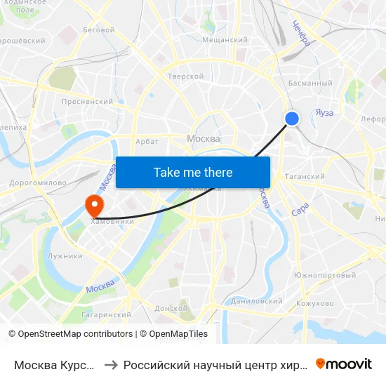 Москва Курская (Kursky Station) to Российский научный центр хирургии им. академика Б. В. Петровского map