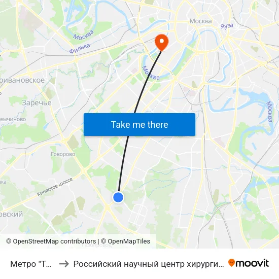 Метро "Теплый Стан" to Российский научный центр хирургии им. академика Б. В. Петровского map