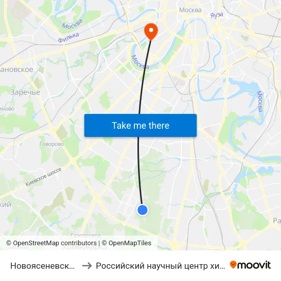 Новоясеневская (Novoyasenevskaya) to Российский научный центр хирургии им. академика Б. В. Петровского map