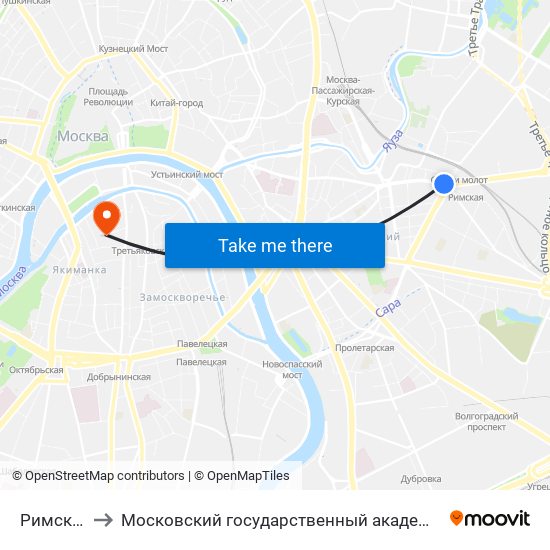 Римская (Rimskaya) to Московский государственный академический художественный институт имени В. И. Сурикова map