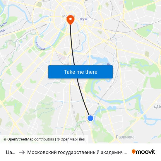 Царицыно to Московский государственный академический художественный институт имени В. И. Сурикова map