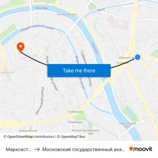 Марксистская (Marksistskaya) to Московский государственный академический художественный институт имени В. И. Сурикова map