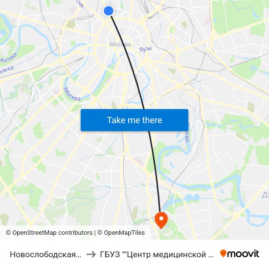 Новослободская (Novoslobodskaya) to ГБУЗ ""Центр медицинской исоциальной реабилитации"" map