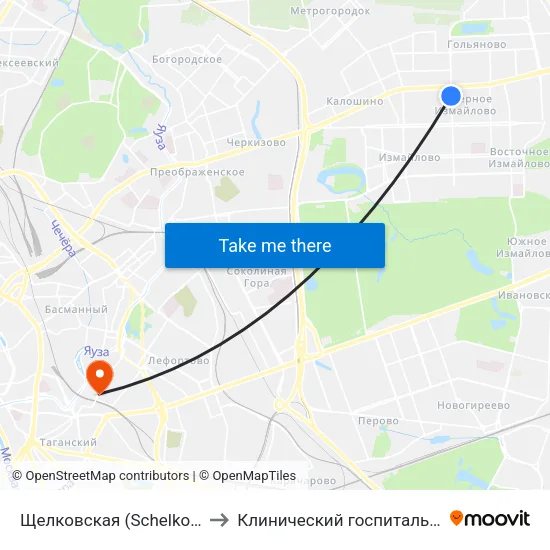 Щелковская (Schelkovskaya) to Клинический госпиталь на Яузе map