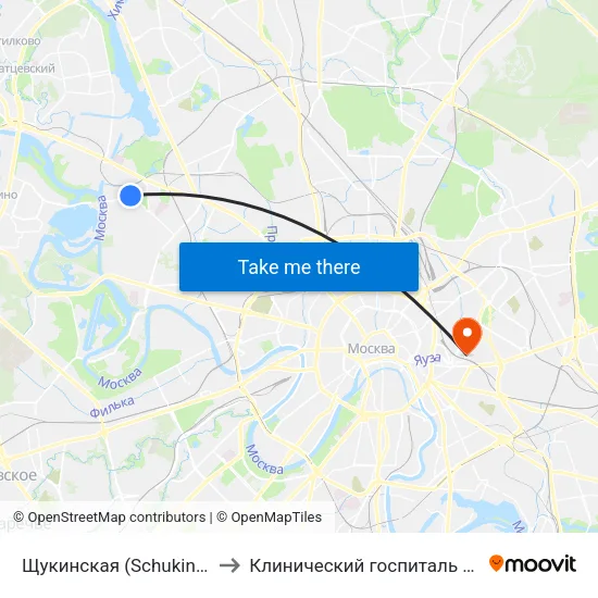 Щукинская (Schukinskaya) to Клинический госпиталь на Яузе map
