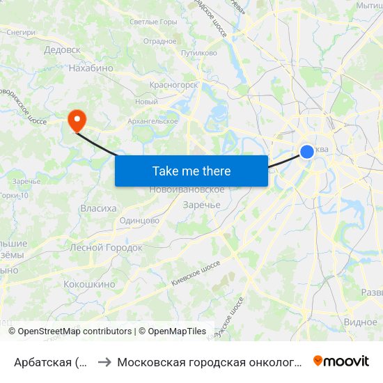 Арбатская (Arbatskaya) to Московская городская онкологическая больница № 62 map