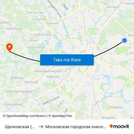 Щелковская (Schelkovskaya) to Московская городская онкологическая больница № 62 map
