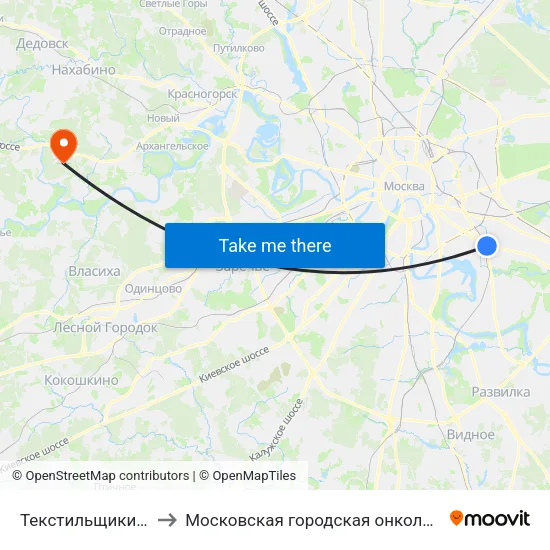 Текстильщики (Tekstilschiki) to Московская городская онкологическая больница № 62 map