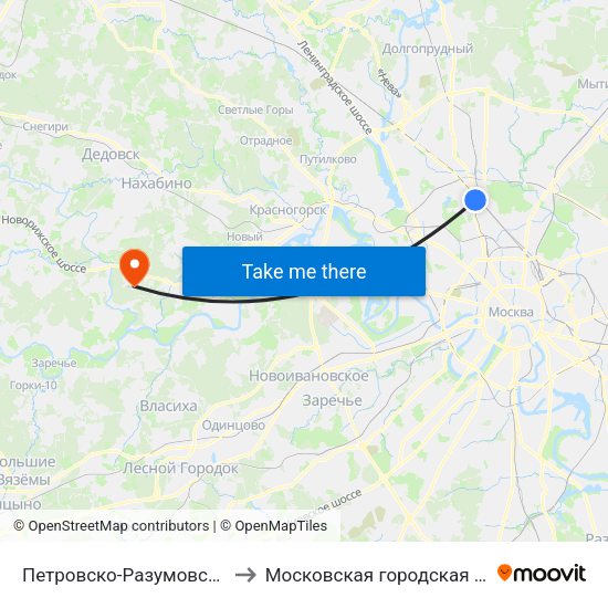 Петровско-Разумовская (Petrovsko-Razumovskaya) to Московская городская онкологическая больница № 62 map